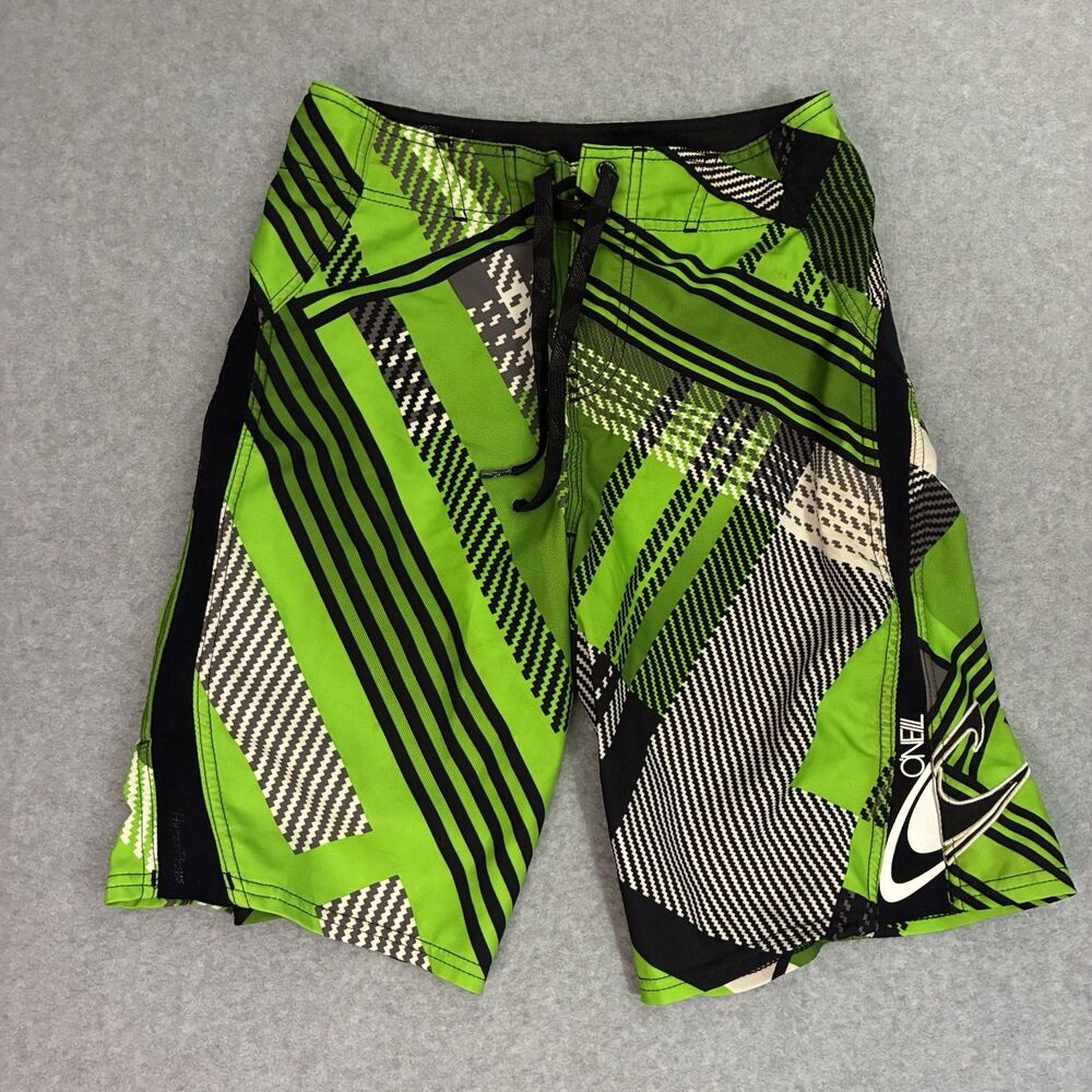 O’Neill Lopez Freak Board Shorts Mens 26 Green Surf Swim Beach Performance